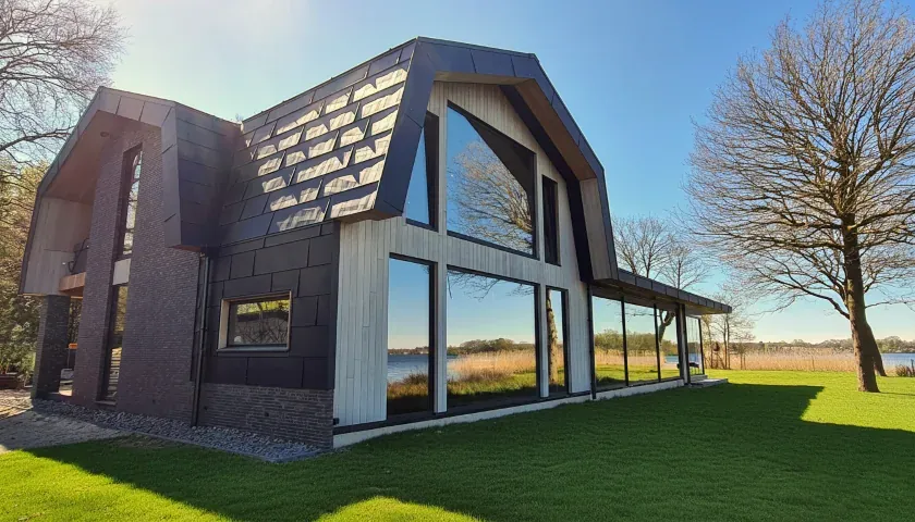 Villa met schuifpui en verborgen vleugels